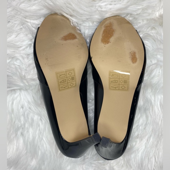 Size 8 Kelly & Katie Tibalt Black Patent Peep Toe Heels. - Picture 6 of 10